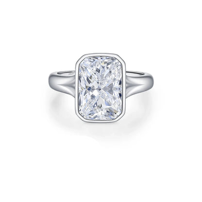 4.50CT D Color Rectangular Moissanite Solitaire Ring in 925 Silver