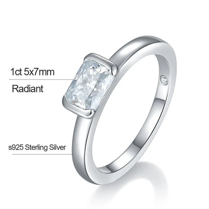 Elegant 1ct Radiant Cut Moissanite Engagement Ring.
