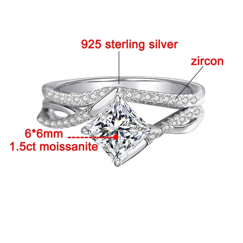Buy Online Moissanite Engagement Rings. Princess Cut. 1.50 Carat.