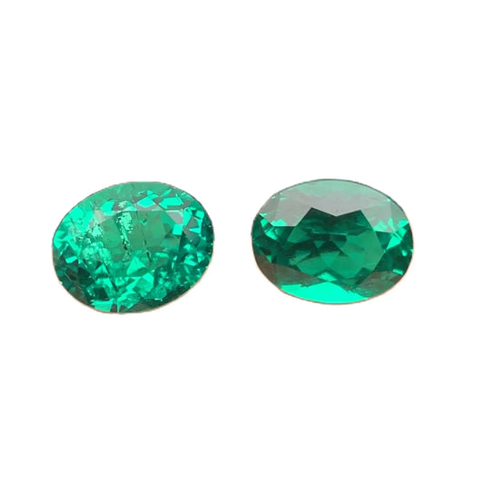 Loose Emerald. Oval Shape. Hand Made. Top Quality Lab-Grown Emerald.