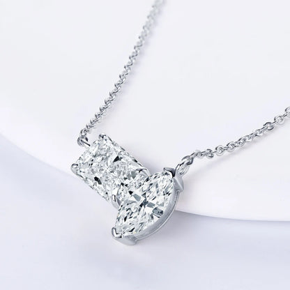 Radiant & Marquise Cut Moissanite Pendant Necklace - 3.0 Carat.
