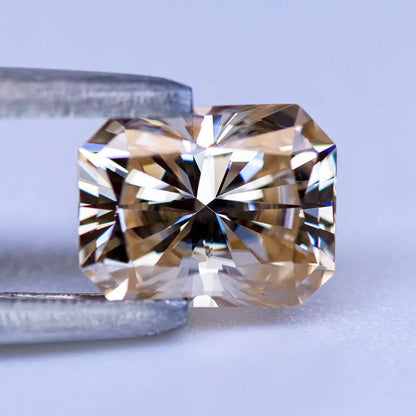 Loose Moissanite Gems. Tea Yellow Color. Radiant Cut. 3.0 Carat.