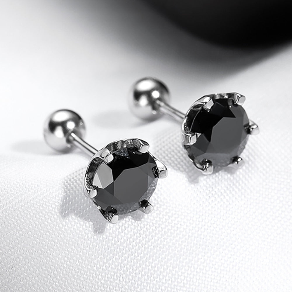 Black Moissanite Earrings. Total 1.0 - 2.0 Carat. Platinum-Plated Silver.