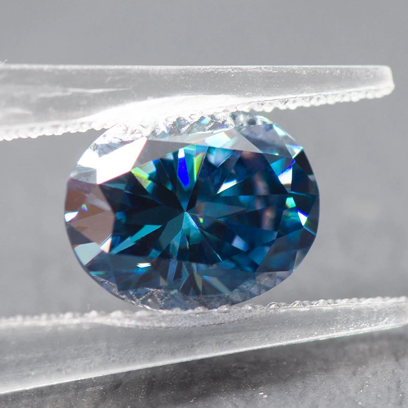 Loose Moissanite Stone. Sapphire Blue Color. Oval Cut. 0.50 To 5.0 Carat.