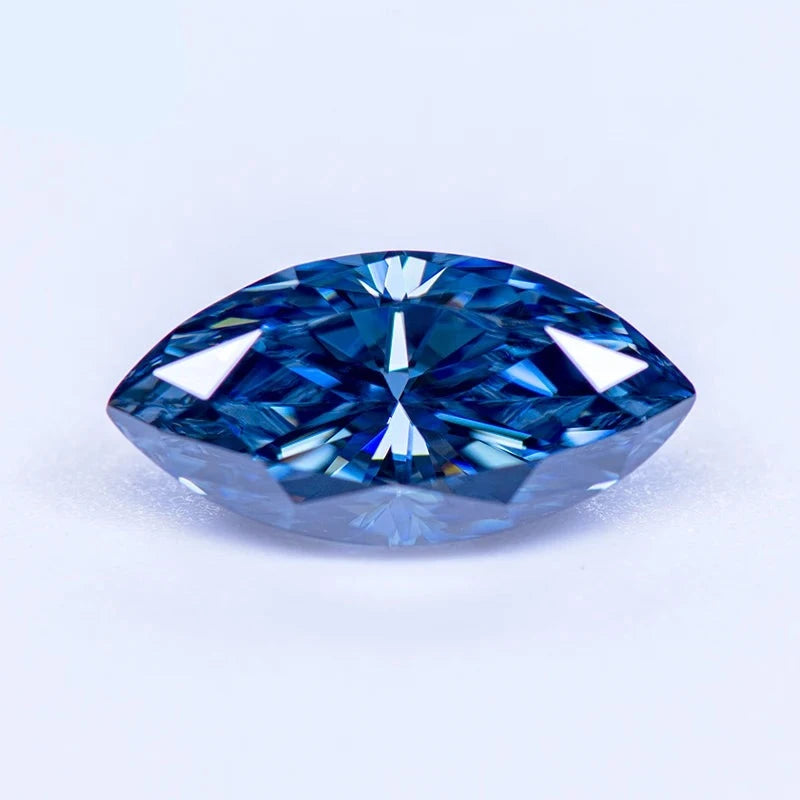 Moissanite Gem. Royal Blue Color. Marquise Cut. 1.0 To 3.0 Carat.