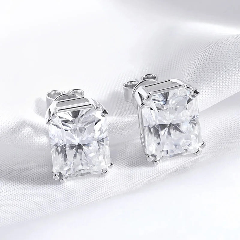 Moissanite Earrings. 2.0 To 8.0 Carat. Radiant, Princess, Pear Cut.