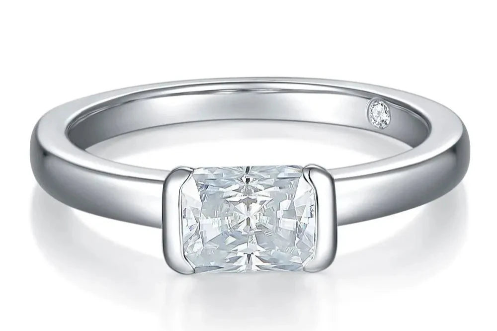 Elegant 1ct Radiant Cut Moissanite Engagement Ring.
