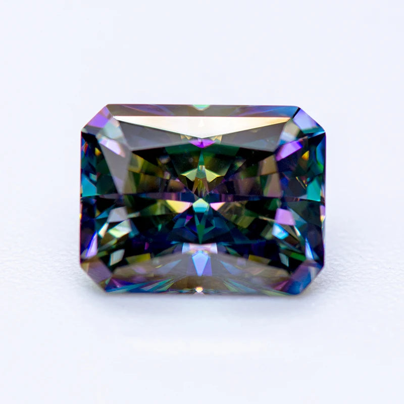 Loose Moissanite Gems. Rainbow Color. Radiant Cut. 0.50 To 5.0 Carat.
