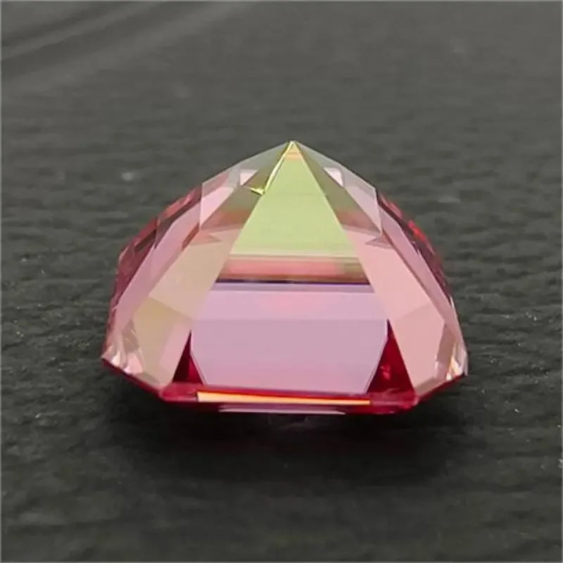 Colored Moissanite Gems. Pink Color. Asscher Cut. 1.0 To 5.0 Carat.