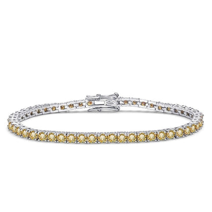 Champagne Color Genuine Moissanite Tennis Bracelet