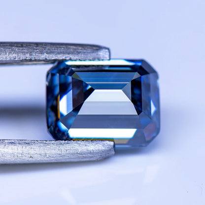 Buy Loose Moissanite. Royal Blue Color. Emerald Cut. 1.0 To 5.0 Carat.