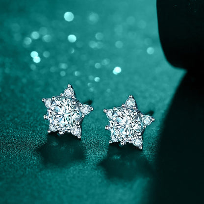 Star Shape. Elegant Moissanite Stud Earrings. Luxury Earrings.