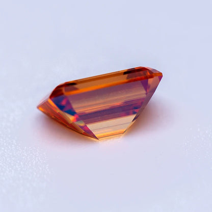 Loose Moissanite Stone. Orange Color. Emerald Cut. 0.50 To 5.0 Carat.