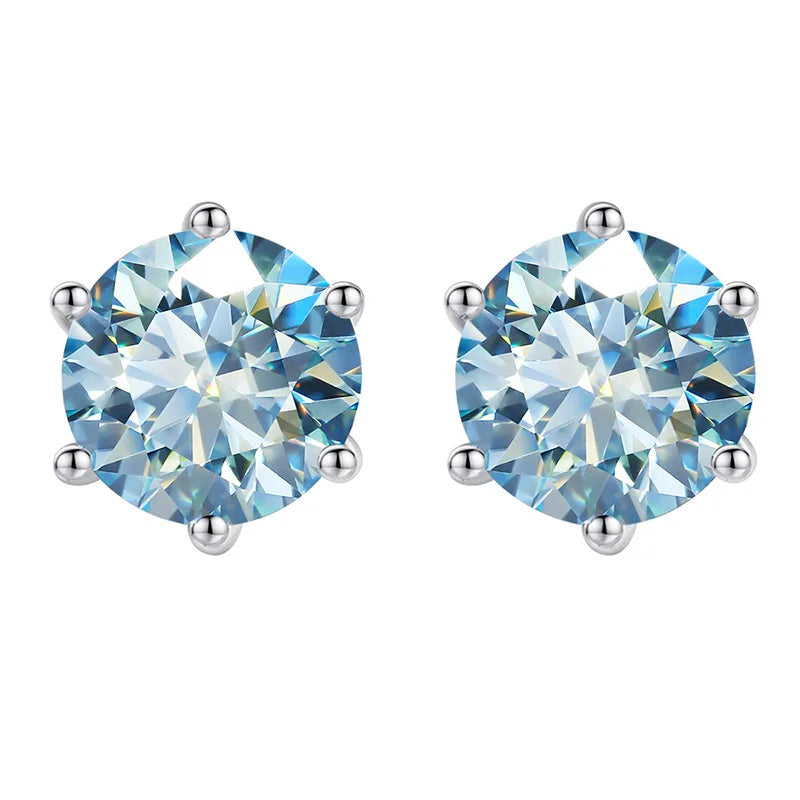 Colored Moissanite Stud Earrings. 1.0 To 4.0 Carat. With Certificate.