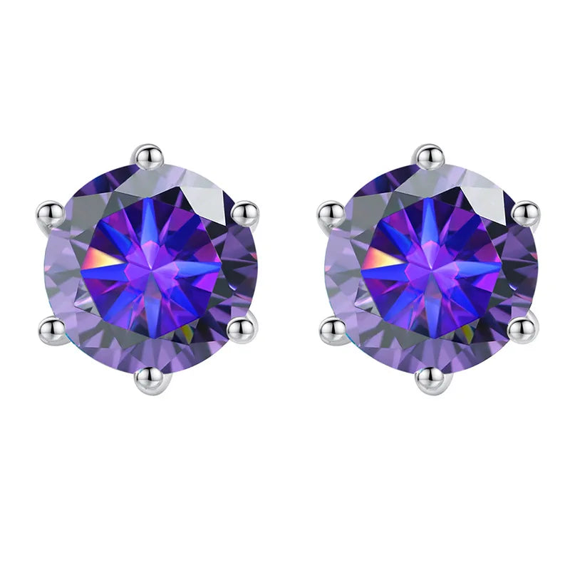 Colored Moissanite Stud Earrings. 1.0 To 4.0 Carat. With Certificate.