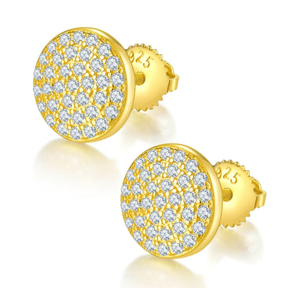 Shop Elegant Moissanite Stud Earrings. 18K Gold Plated Silver.