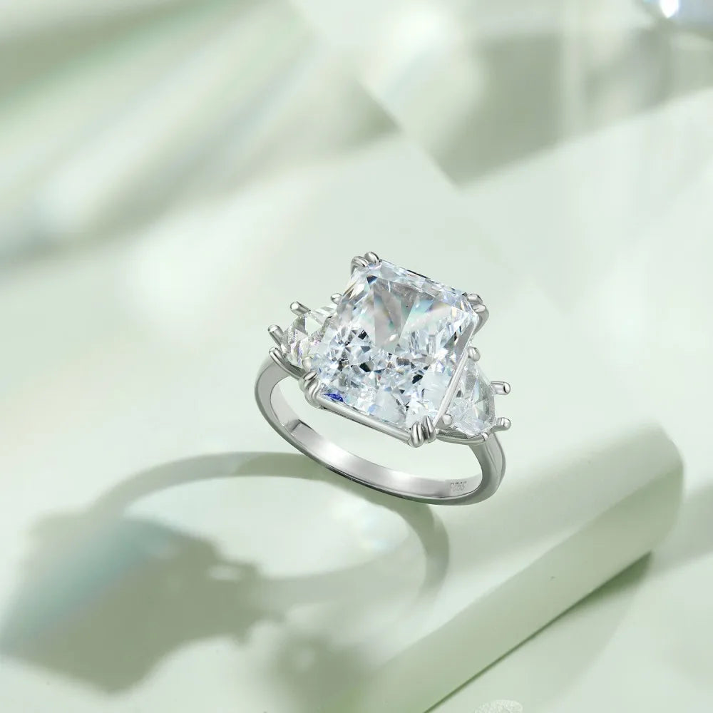 Shop Online. 8.0 Carat. Radiant Cut. Moissanite Rings. Platinum Plated Silver.