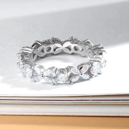 Eternity Rings. Marquise and Round Cutting Genuine Moissanite Rings.