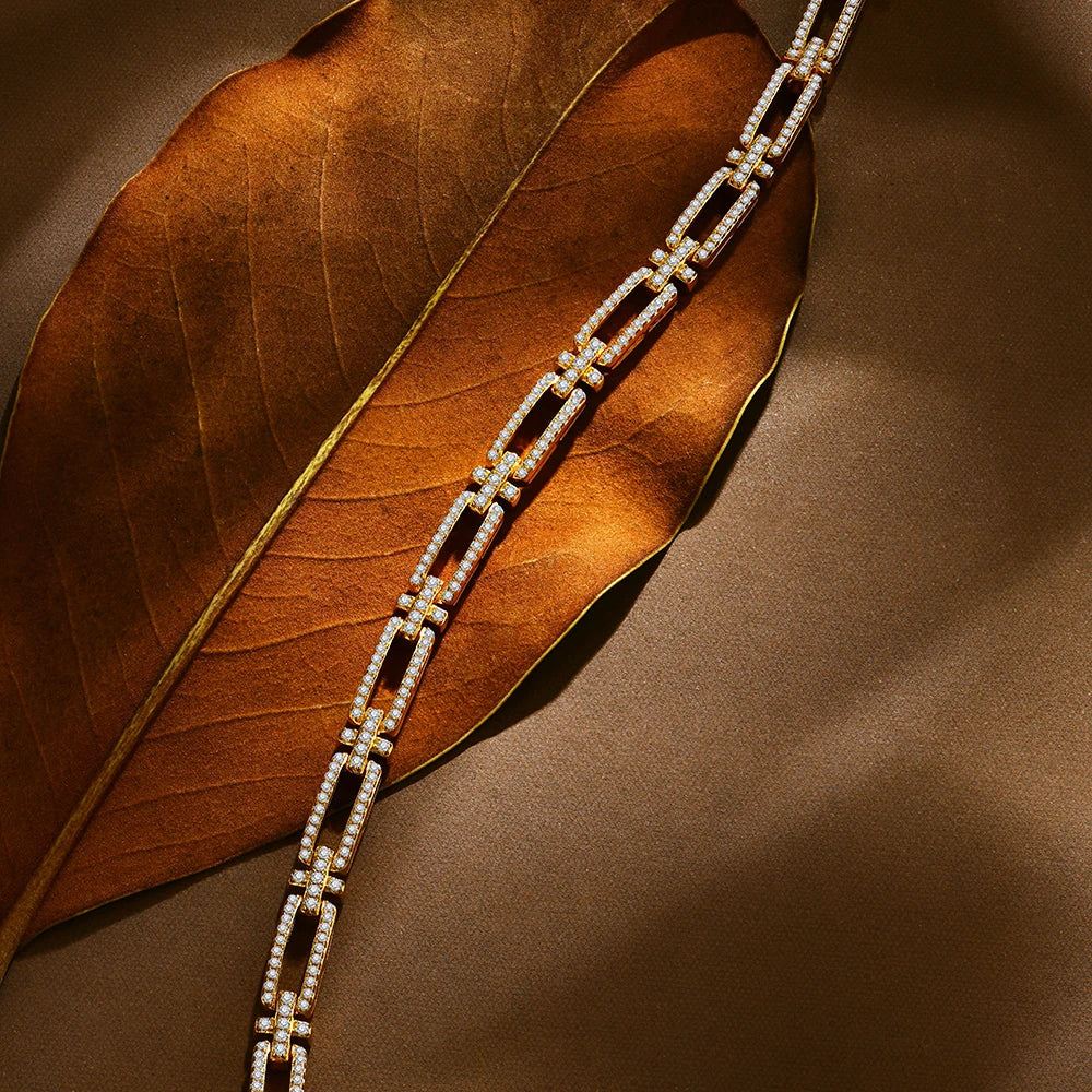 Moissanite Bracelet for Women. 18K Gold Plated Silver Jewelry.