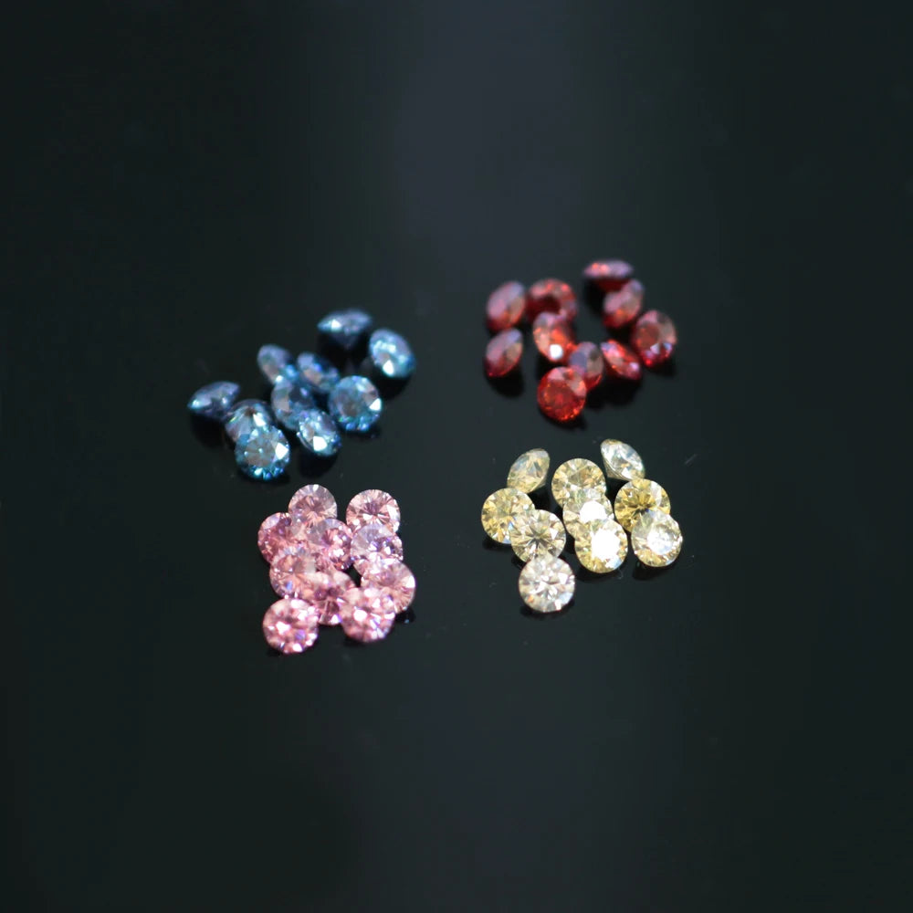 Colored Moissanite. 3mm 10Pcs. Blue, Pink, Yellow, Garnet, Green.