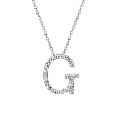 Moissanite Letters Necklace Pendant. 18K Gold Plated Jewelry.