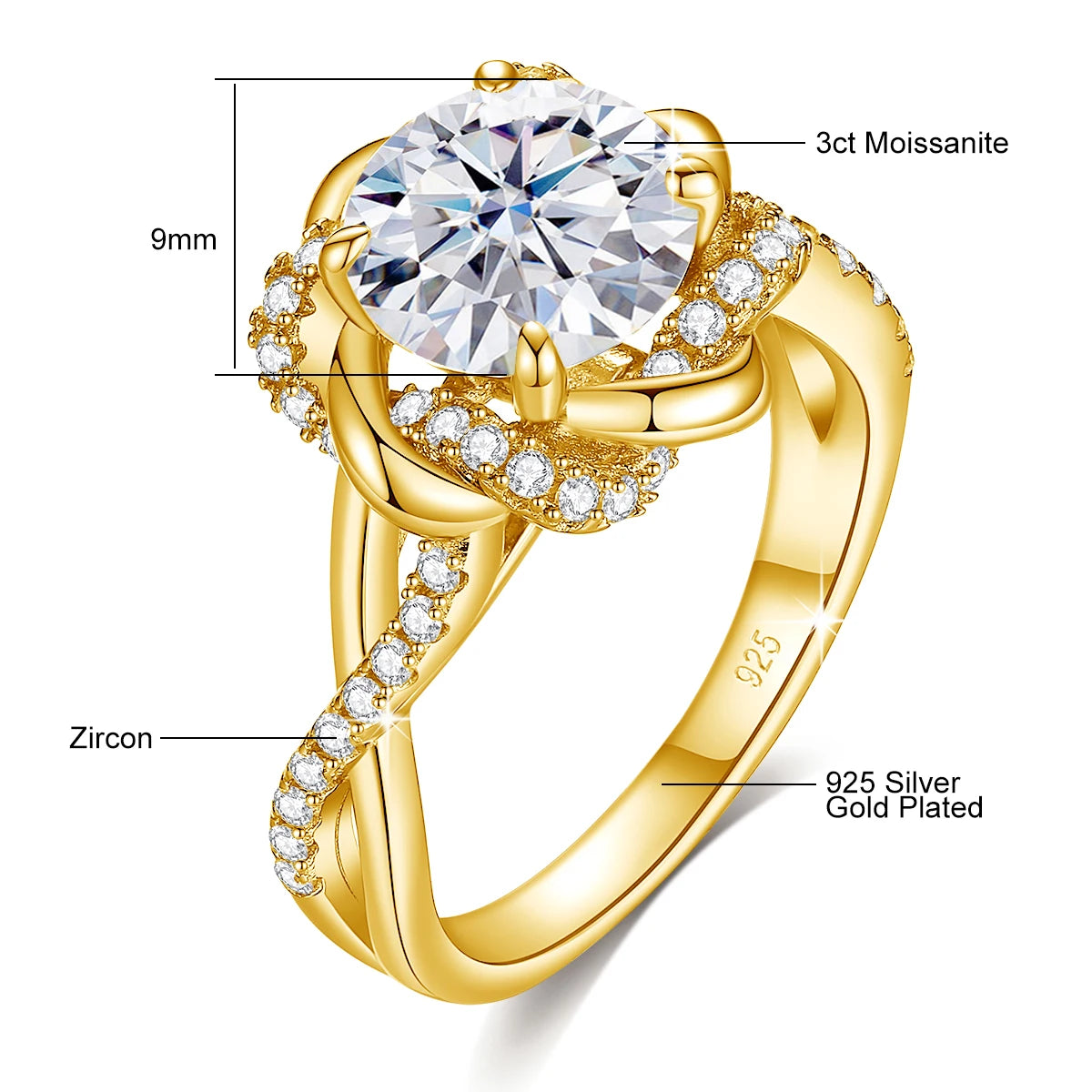 Stunning Moissanite Jewelry for Women - Ring, Pendant, Earrings.
