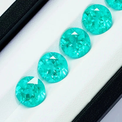 Round Shape Lab-Grown Garnet. Paraiba Tourmaline Color