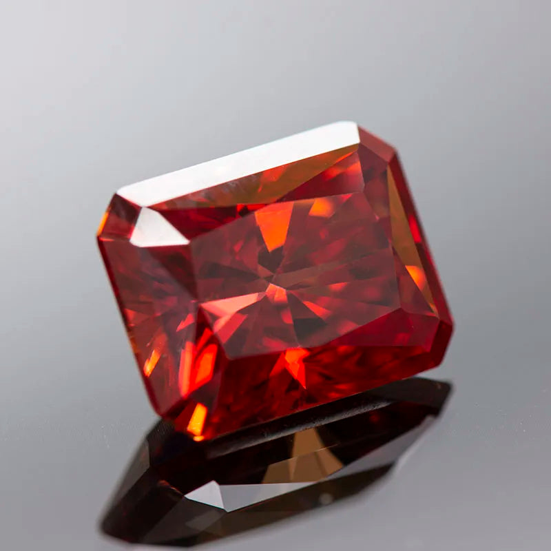 Loose Moissanite Stone. Garnet Color. Radiant Cut. 0.50 To 5.0 Carat.