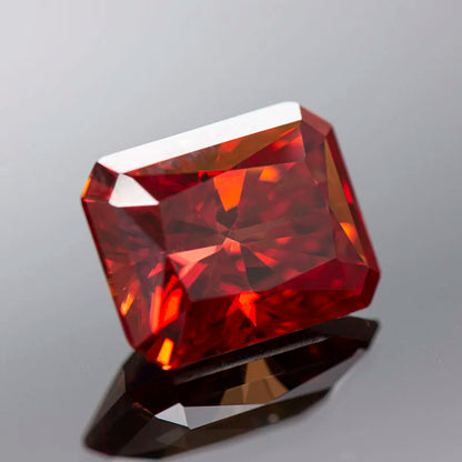 Loose Moissanite Stone. Garnet Color. Radiant Cut. 0.50 To 5.0 Carat.