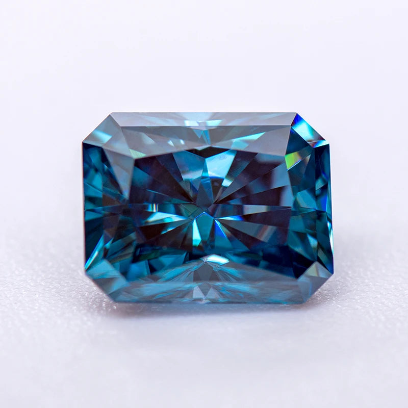 Loose Moissanite Stone. Sapphire Blue Color. Radiant Cut. 0.50 To 5.0 Carat