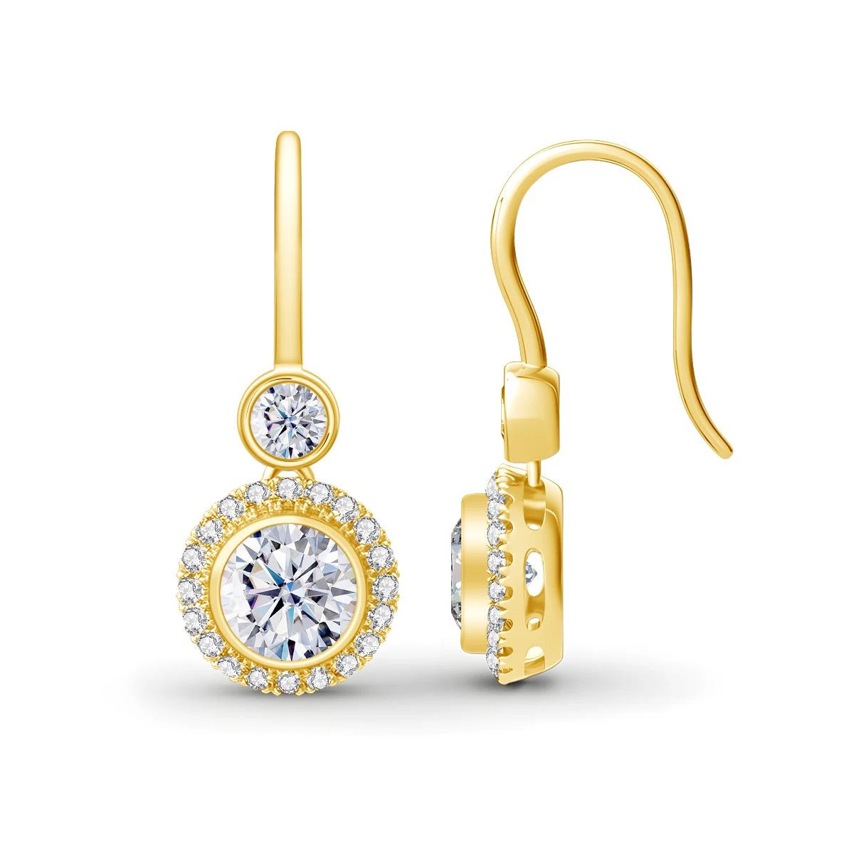 Women's Moissanite Drop Earrings, 2.40ct Total.