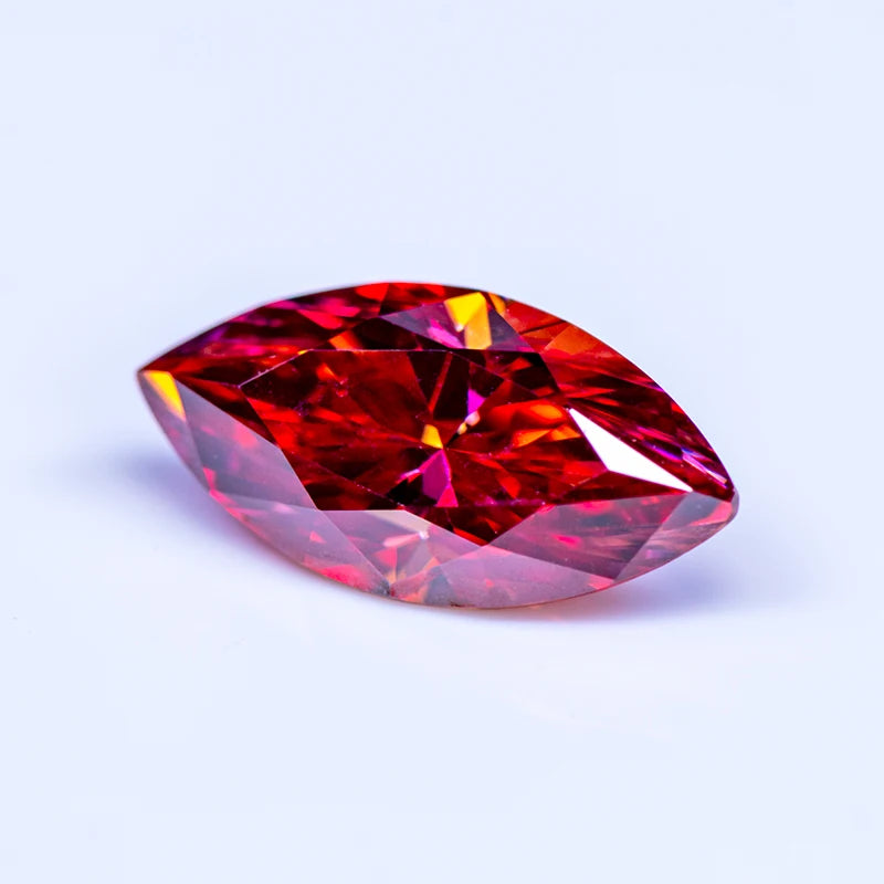 Marquise-Cut Loose Moissanite. Watermelon Red Color. 0.10 To 2.0 Carat.