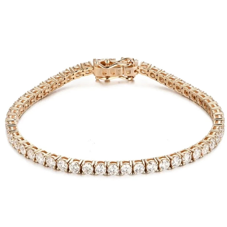 Gold Tennis Bracelets. Genuine Moissanite Tennis Bracelets.