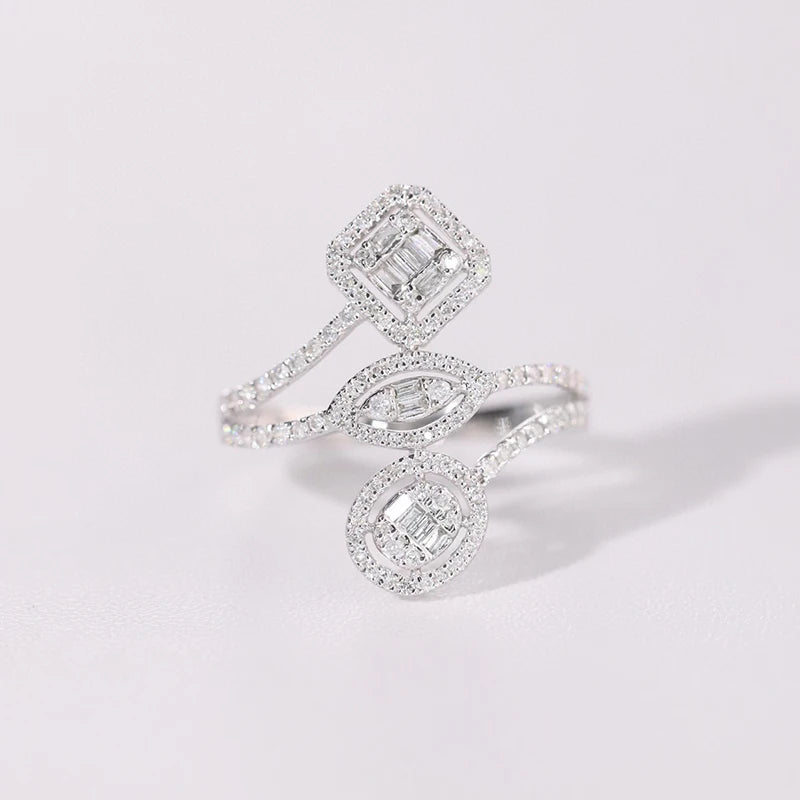 Luxury Jewelry - Real Diamond Ring 0.58ct - 18K White Gold.