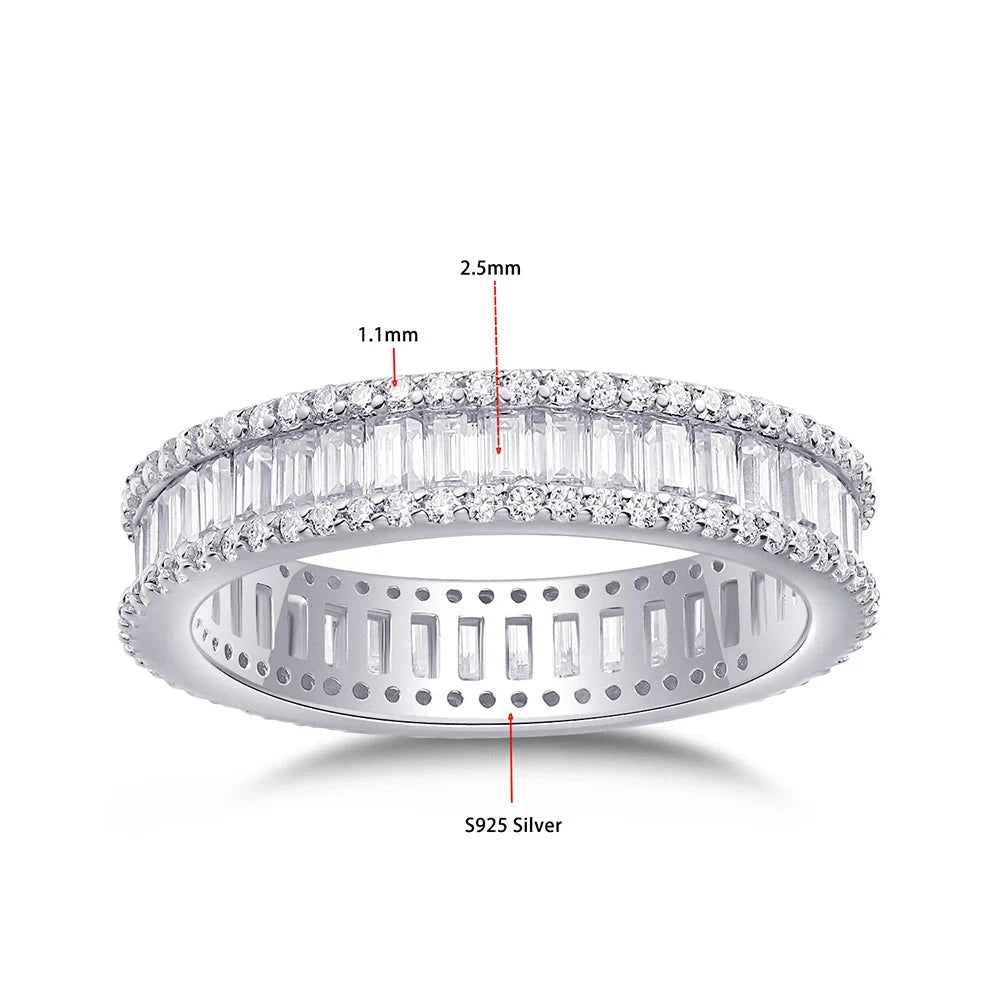 Luxury Emerald Cut Moissanite Eternity Rings.