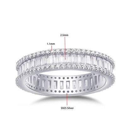 Luxury Emerald Cut Moissanite Eternity Rings.