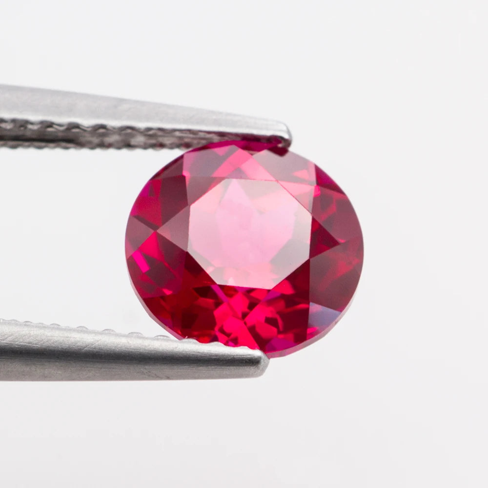 Lab-Grown Ruby, Sapphire Gemstones. Vivid Red And Vivid Blue. Round Cut.