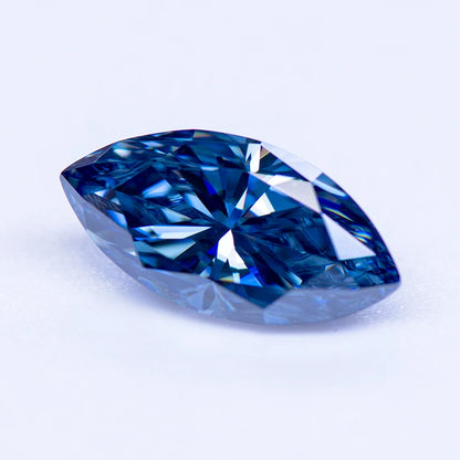 Moissanite Gem. Royal Blue Color. Marquise Cut. 1.0 To 3.0 Carat.