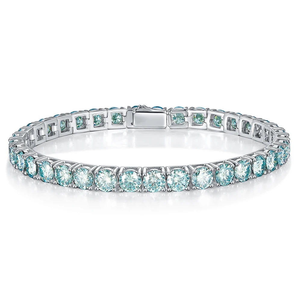 Green Color Moissanite Tennis Bracelet. 4mm - 5mm  Gemstones