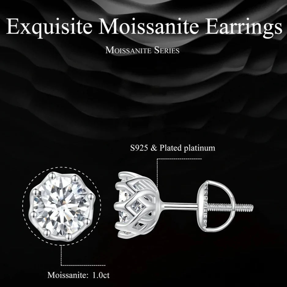 Moissanite Earrings 1.0 Carat D VVS1 Genuine Moissanite Earrings.
