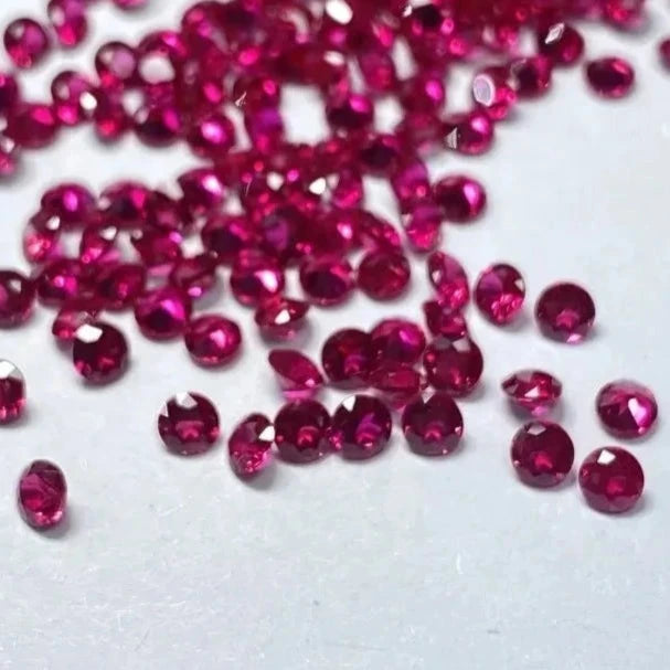 Loose Ruby. Small Sizes 2.0- To 3.0mm. Round Shape. Synthetic Ruby.