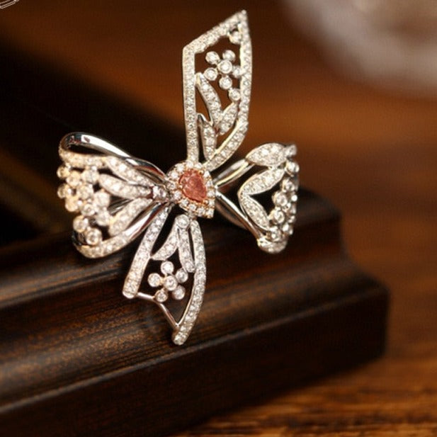 Butterfly Shaped. Luxury Natural Pink Diamond Rings.