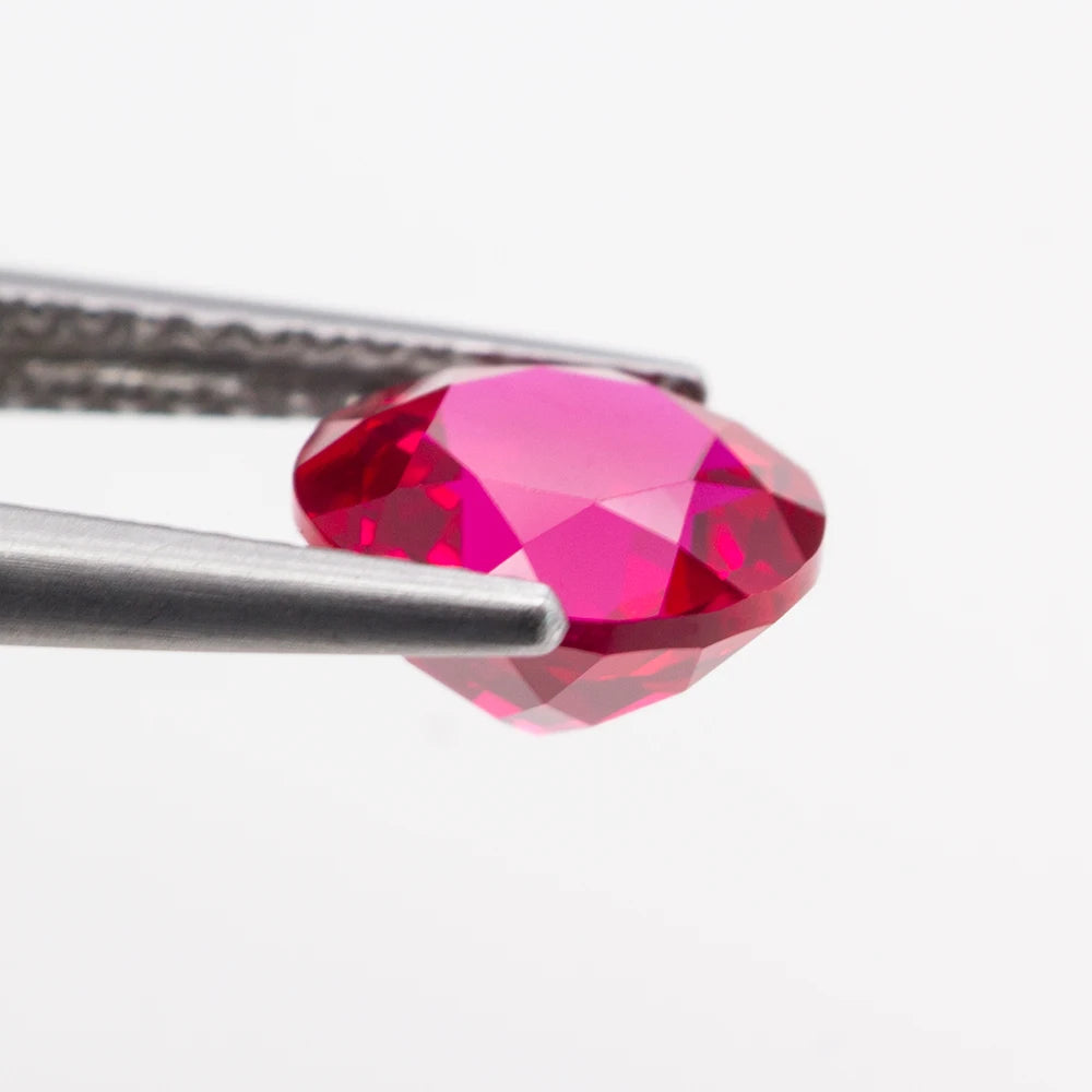 Lab-Grown Ruby, Sapphire Gemstones. Vivid Red And Vivid Blue. Round Cut.