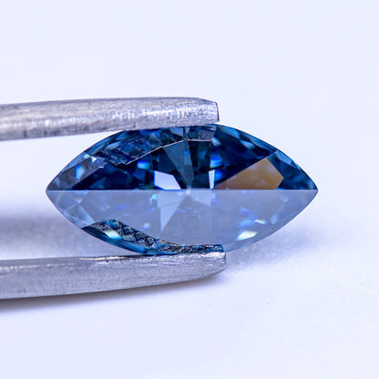 Moissanite Gem. Royal Blue Color. Marquise Cut. 1.0 To 3.0 Carat.