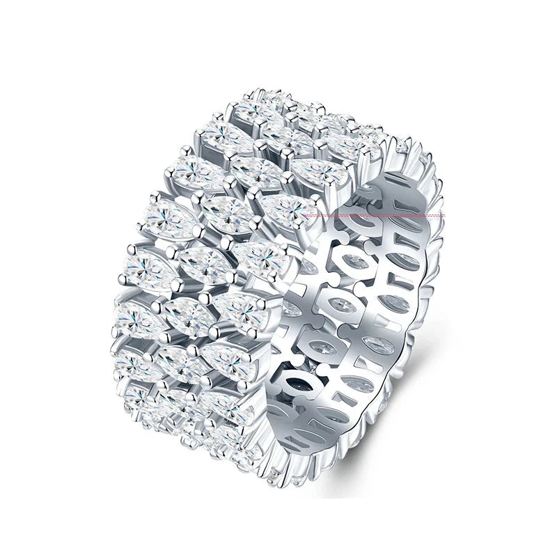 Pear and marquise moissanite eternity ring in 925 sterling silver
