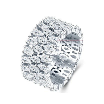 Pear and marquise moissanite eternity ring in 925 sterling silver