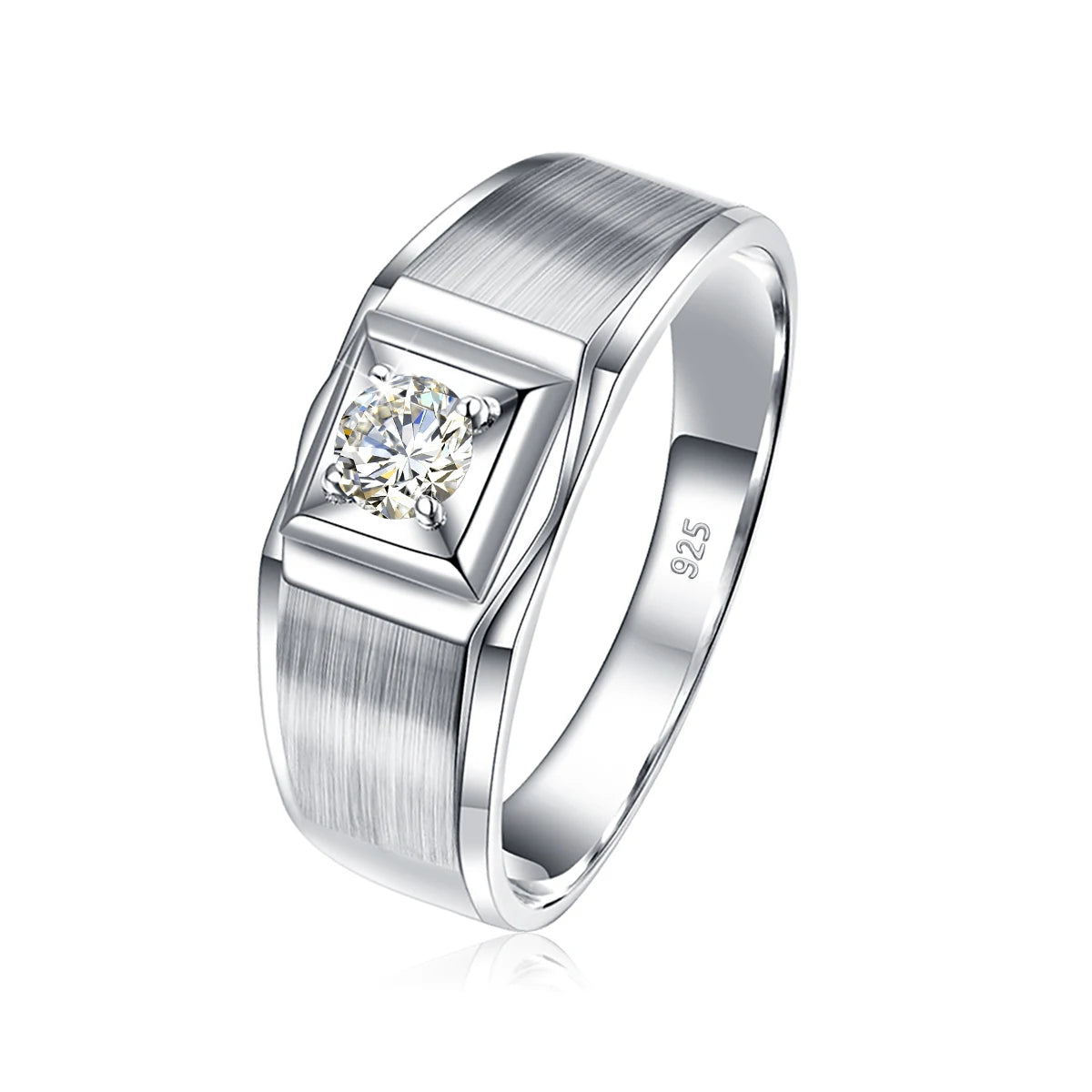 Moissanite Men's Rings. 0.80 Carat. 18K Gold Plated Silver Jewelry.