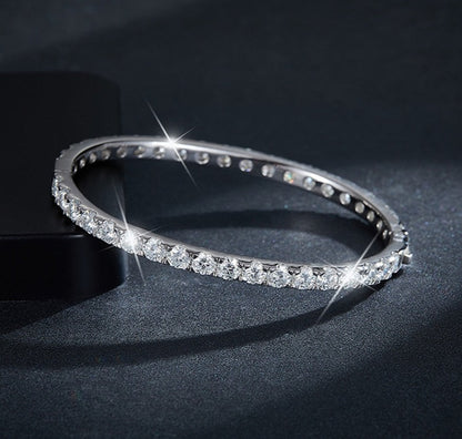 Moissanite Bangles 18K White Gold Plated Silver Bracelets