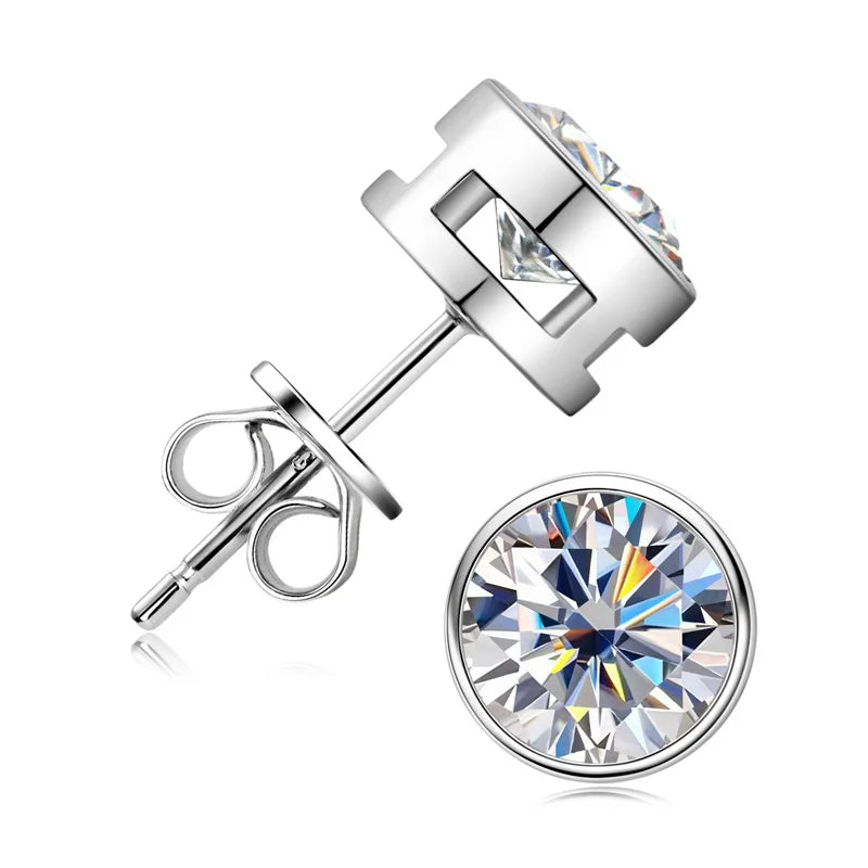 Shop Elegant Moissanite Diamond Earrings. 18K Gold Plated Silver.