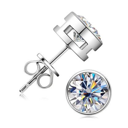 Shop Elegant Moissanite Diamond Earrings. 18K Gold Plated Silver.